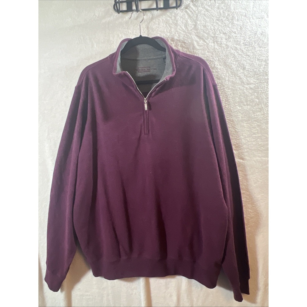 Carnoustie Sweater Mens X Large Purple 1/4 Zip Golf Rugby Cotton Outdoor Casual